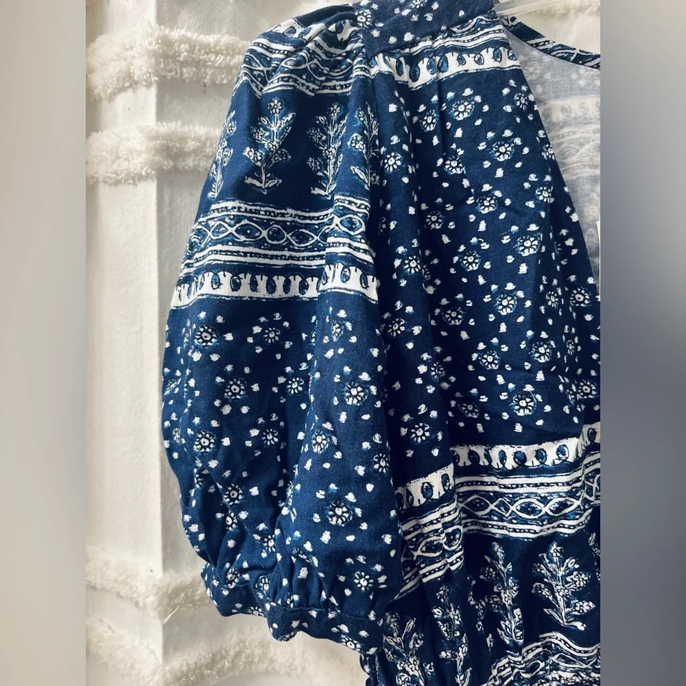 Zara Navy Blue Patterned Blouse